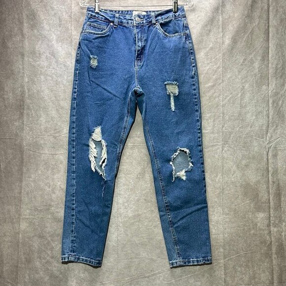 Refuge Denim Mom Jeans Distressed High Waist Blue | Size 7 - Picture 1 of 11